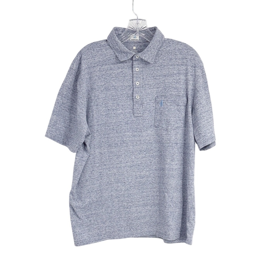 JOHNNIE-O HANGIN OUT Men Large Heathered Original Polo Shirt Indigo Short Sleeve
